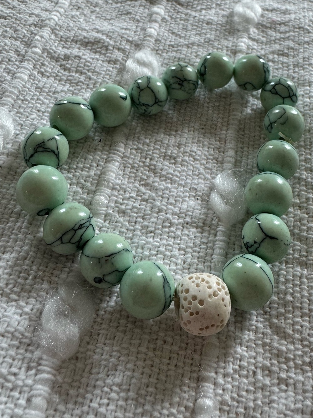 Beaded bracelet with lava rock for essential oils